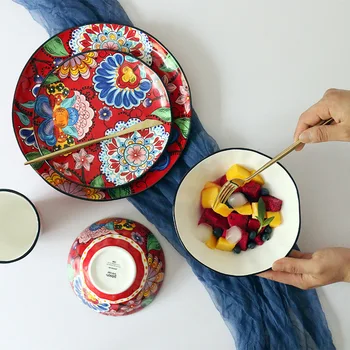 Creative Ceramic Tableware Set Red Hand Drawing Flower Glaze Plate Fashion Newly Married Gift Dishes Combination
Creative Ceramic Tableware Set Red Hand Drawing Flower Glaze Plate Fashion Newly Married Gift Dishes Combination
