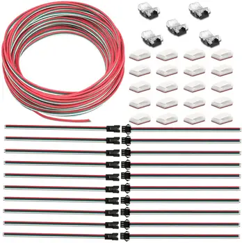 3Pin LED Strip Wire Kit 22AWG, 10mm RGB LED Strip Connectors 3 Pin, 3 Pin JST SM Male to Female Plug for WS2811,2812B Led Strip
3Pin LED Strip Wire Kit 22AWG, 10mm RGB LED Strip Connectors 3 Pin, 3 Pin JST SM Male to Female Plug for WS2811,2812B Led Strip