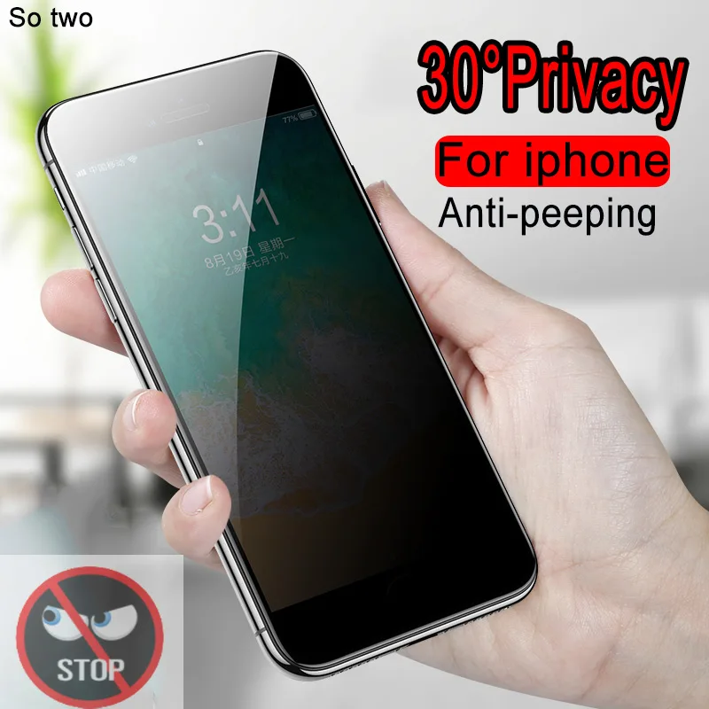 Антишпионское закаленное стекло для iPhone 7 6 8 Plus Защитная пленка экрана X XR XS Max 11 pro