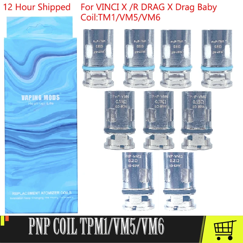 Фото 5pc Vinci PNP Vape Coil VM5 /0.15ohm VM6 /0.6ohm/TM1 0.6ohm For vinci /x Drag baby Pods Electronic Cigarette Core | Электроника