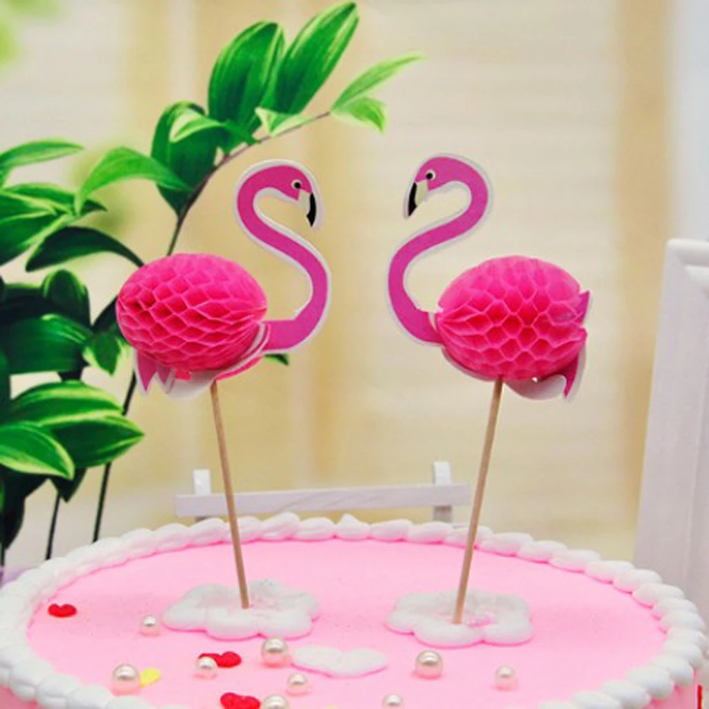 12 Pieces 3D Flamigo Cupcake Topper Wedding Birthday Luau Cake Decorations 12 Pieces 3D Flamigo Cupcake Topper Wedding Birthday Luau Cake Decorations