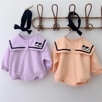Baby bodysuit autumn big eyes embroidery Navy collar long sleeve Baby Boy Girl jumpsuit with headband Newborn Infant Clothes
Baby bodysuit autumn big eyes embroidery Navy collar long sleeve Baby Boy Girl jumpsuit with headband Newborn Infant Clothes