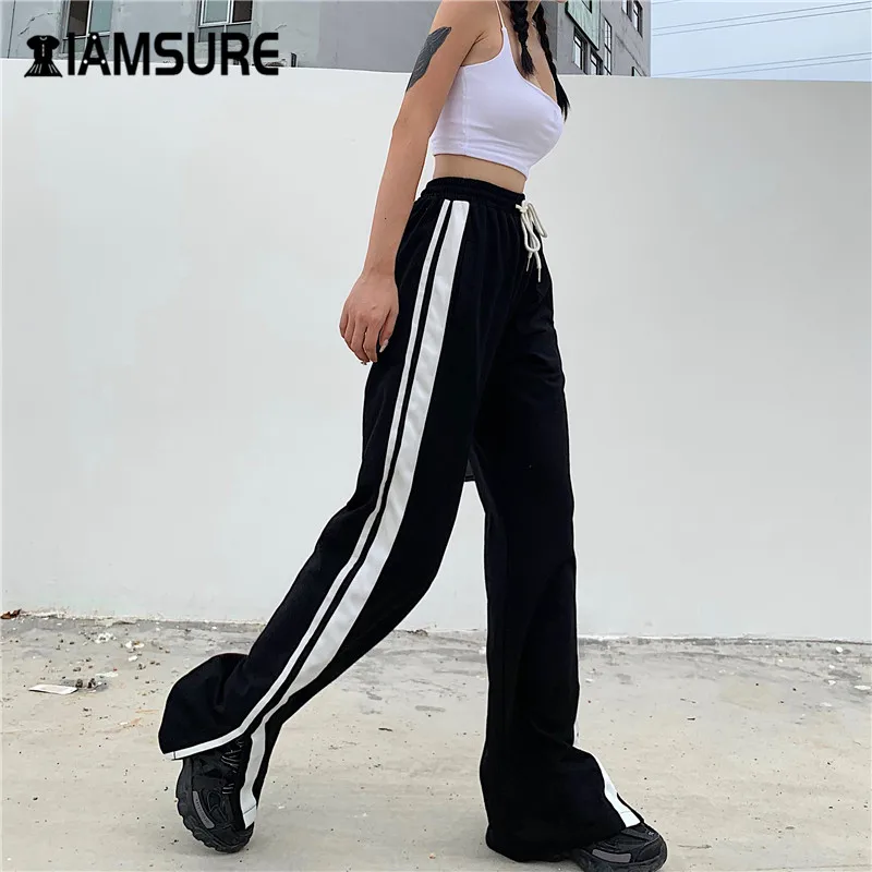 IAMSURE Streetwear Kpop Side Stripe Joggers Sweatpants For Women Drawstring High Waist Casual Loose Female Straight Trousers
IAMSURE Streetwear Kpop Side Stripe Joggers Sweatpants For Women Drawstring High Waist Casual Loose Female Straight Trousers
