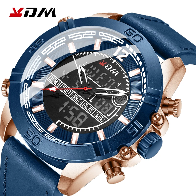 KDM Comfortable Leather Band Men Watch Dual Display Quartz Digital Alloy Case Blue reloj hombre Top Quality Wristwatches Man
KDM Comfortable Leather Band Men Watch Dual Display Quartz Digital Alloy Case Blue reloj hombre Top Quality Wristwatches Man