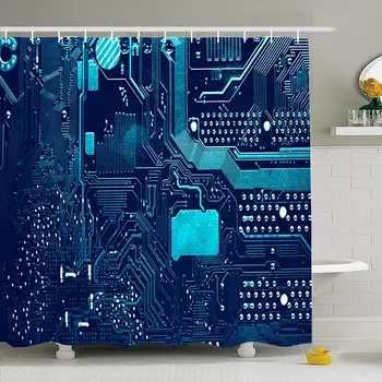 Shower Curtain Set with Hooks 66x72 Blue Circuit Board Electronic Optics Computer Hardware Technology Silhouette Abstract
Shower Curtain Set with Hooks 66x72 Blue Circuit Board Electronic Optics Computer Hardware Technology Silhouette Abstract