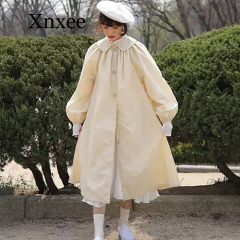Lolita kawaii coat Autumn Winter New Fashion Solid Color Single-breasted Doll Collar Lantern Sleeves Long Windbreaker Women
Lolita kawaii coat Autumn Winter New Fashion Solid Color Single-breasted Doll Collar Lantern Sleeves Long Windbreaker Women