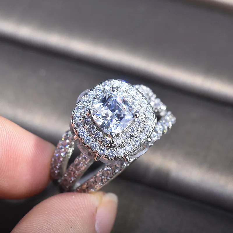 

HOYON 18K Platinum 2 Carat Diamond Women's Ring Luxury Jewelry Exquisite Anillos De Bizuteria Wedding Lover Classic Gem Ring