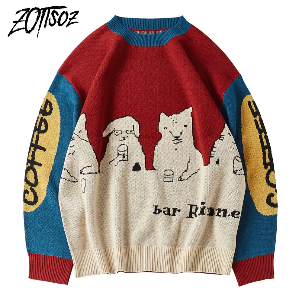 ZOTTSOZ Pullover Sweaters Hip Hop Streetwear Casual Harajuku Men Women Gothic Color Block Patchwork Knitted Dog Cat Jumpers Tops
ZOTTSOZ Pullover Sweaters Hip Hop Streetwear Casual Harajuku Men Women Gothic Color Block Patchwork Knitted Dog Cat Jumpers Tops