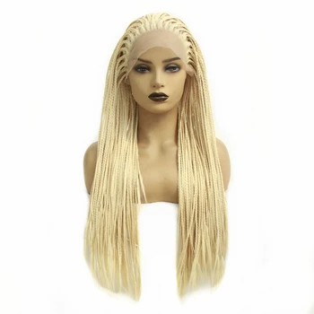 Micro Braided Blonde 613 Long Synthetic Hair Lace Front Wigs Heat Resistant Fiber Replacement Wig With Baby Hair For Black Women 
Micro Braided Blonde 613 Long Synthetic Hair Lace Front Wigs Heat Resistant Fiber Replacement Wig With Baby Hair For Black Women
