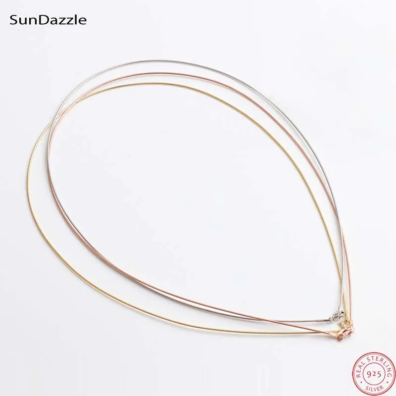 

Genuine Real Pure Solid 925 Sterling Silver Necklace Women Snake Chain Fine Jewelry 18K Gold Plated Female Necklaces Choker