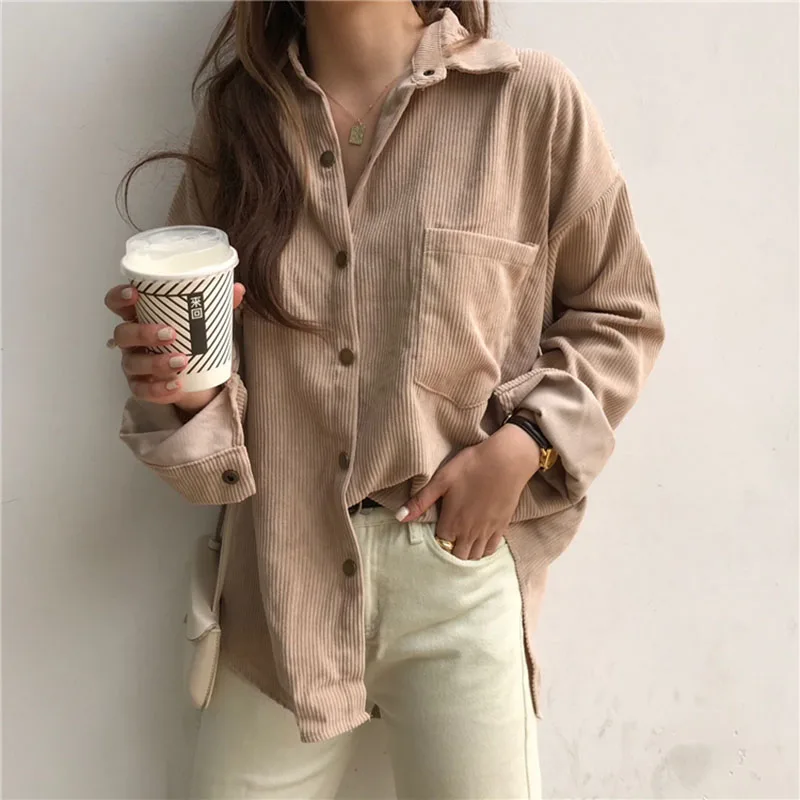 Thicken Corduroy Autumn Winter Korean Blouses Woman 2019 Single Breasted Loose Womens Top And Shirts Casual Long Blouse Femme
Thicken Corduroy Autumn Winter Korean Blouses Woman 2019 Single Breasted Loose Womens Top And Shirts Casual Long Blouse Femme