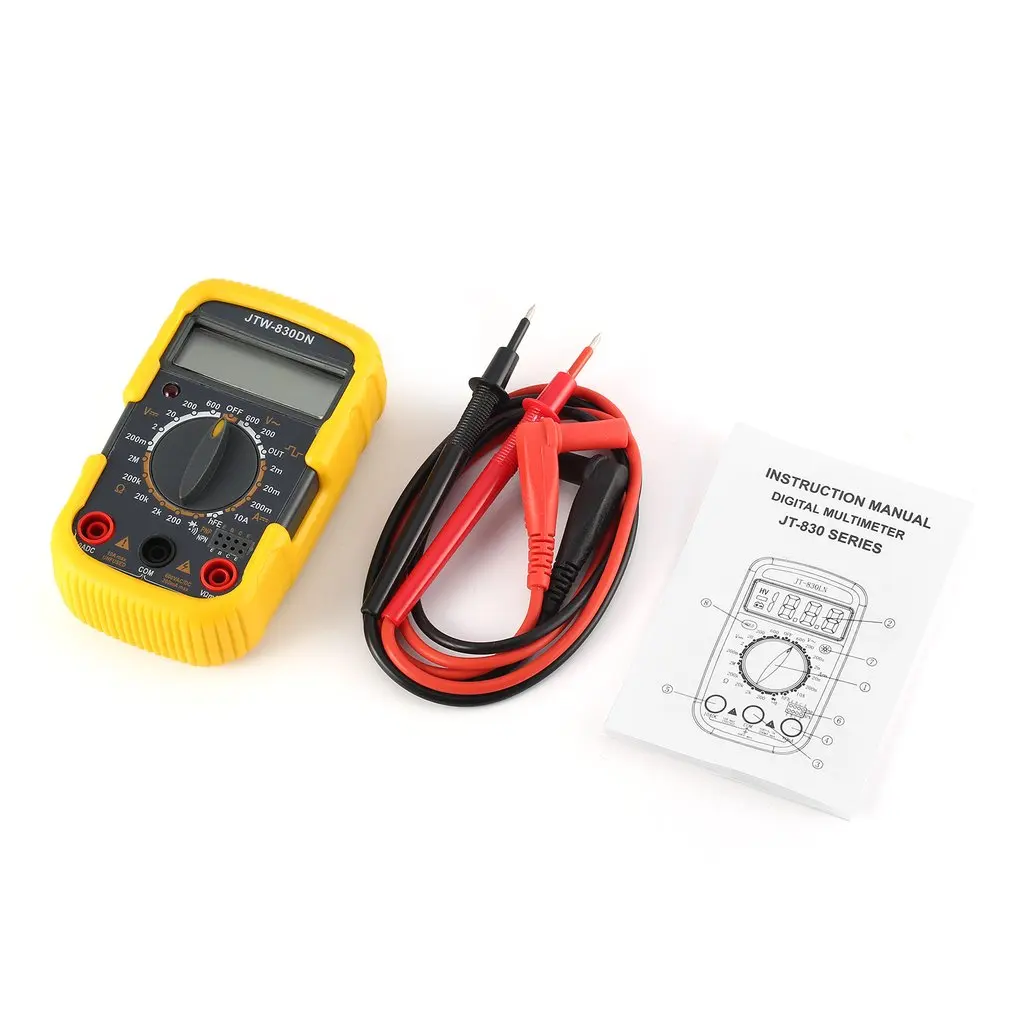 JTW-830DN Handheld Mini Digital Multimeter 1999 Counts AC/DC Volt Amp Ohm Diode HFE Tester Multifunction portable Multimeters
JTW-830DN Handheld Mini Digital Multimeter 1999 Counts AC/DC Volt Amp Ohm Diode HFE Tester Multifunction portable Multimeters