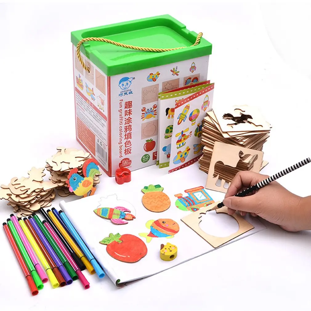 52Pcs DIY Handmade Wooden Painting Board Template Drawing Stencils Graffiti Toy Set For Child Kids Painting toys
52Pcs DIY Handmade Wooden Painting Board Template Drawing Stencils Graffiti Toy Set For Child Kids Painting toys