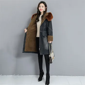 2019 New Winter Large Size denim Coat Women Thick lambswool parka fur collar Hooded jacket female long Leisure Casacos tops Y486 
2019 New Winter Large Size denim Coat Women Thick lambswool parka fur collar Hooded jacket female long Leisure Casacos tops Y486