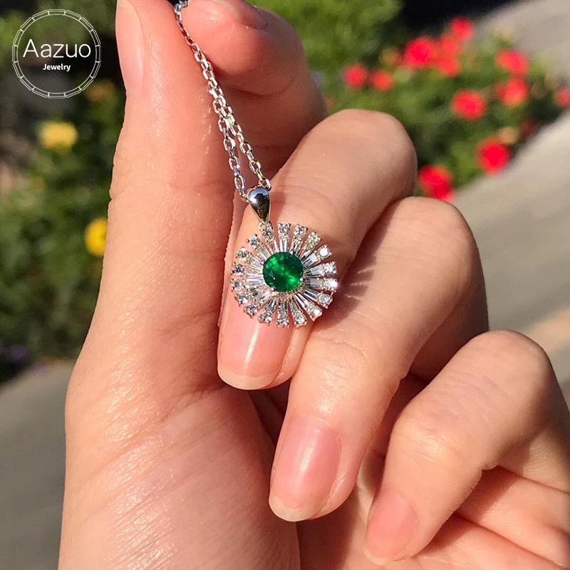 Aazuo 18K Fine Jewelry White Gold Real Diamond Natrual Emerald Classic Sun Flower Necklace Gift For Women Engagement Party Au750
Aazuo 18K Fine Jewelry White Gold Real Diamond Natrual Emerald Classic Sun Flower Necklace Gift For Women Engagement Party Au750