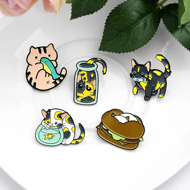 Cat and Fish Enamel Custom Pin Hamburger Fishtank Brooches Cartoon Badges for Bag Lapel Pin Buckle Jewelry Gift For Kids Friends
Cat and Fish Enamel Custom Pin Hamburger Fishtank Brooches Cartoon Badges for Bag Lapel Pin Buckle Jewelry Gift For Kids Friends