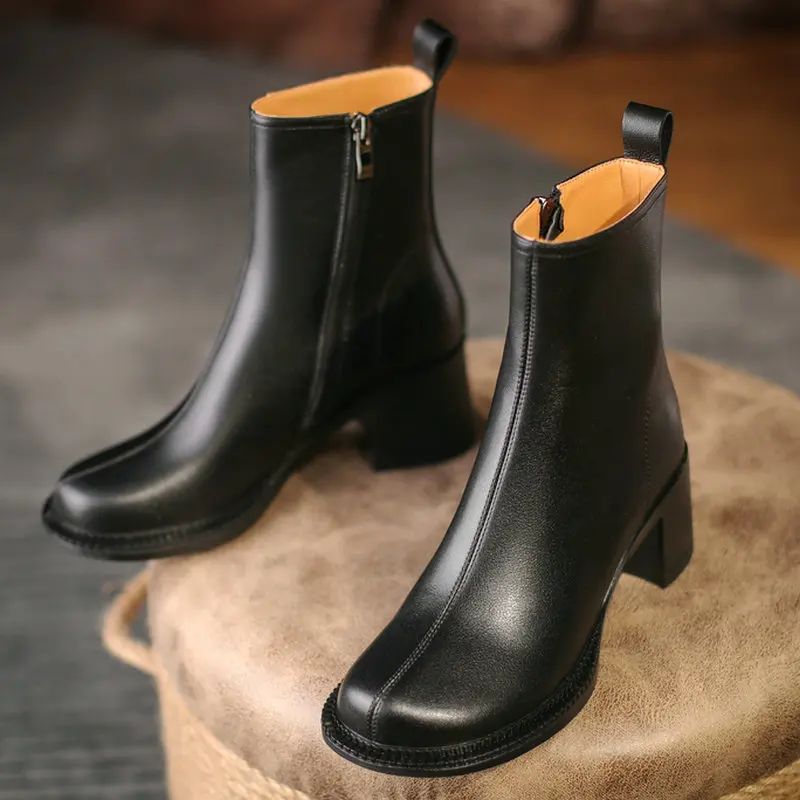 Genuine Leather Round Toe Ankle Boots for Women Fashion Dress high Heeled Booties Winter Fall Ladies Shoes Plus Size 43 41
Genuine Leather Round Toe Ankle Boots for Women Fashion Dress high Heeled Booties Winter Fall Ladies Shoes Plus Size 43 41
