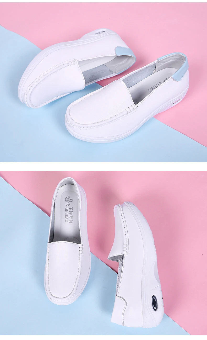 Spring Summer Genuine Leather Women Loafers Comfortable Shoes Hollow Round Toe Slip On Platform White Single Shoes Woman (10)