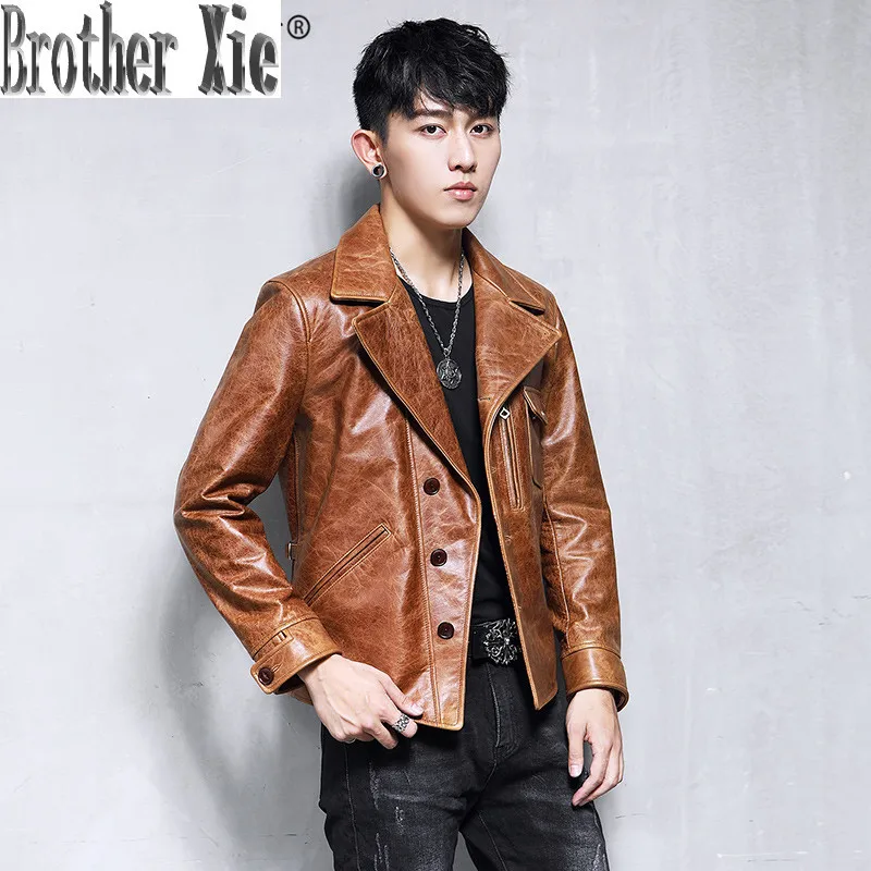 Men's Genuine Leather Jacket 100% Real Cow Leather Jacket Men Biker Motorcycle Leather Blazers Slim Coat 13-07A KJ0213
Men's Genuine Leather Jacket 100% Real Cow Leather Jacket Men Biker Motorcycle Leather Blazers Slim Coat 13-07A KJ0213