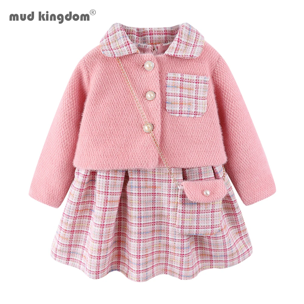 Mudkingdom Girls Dress Outfits Cute Pink Plaid Dress Long Sleeve Sweater Outerwear Clothing Set with Fashion Bag
Mudkingdom Girls Dress Outfits Cute Pink Plaid Dress Long Sleeve Sweater Outerwear Clothing Set with Fashion Bag