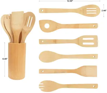 6-Piece Bamboo Kitchen Utensil Set Wooden Cooking Tools Spatula Spoon Nonstick Cookware Mixing Forked and Slotted Spoons
6-Piece Bamboo Kitchen Utensil Set Wooden Cooking Tools Spatula Spoon Nonstick Cookware Mixing Forked and Slotted Spoons