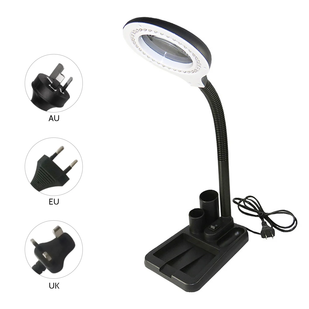 Magnifier Glass with Gadget Storage Design Desk Lamp Beside Light Magnifying Lens Printing LED desk lamp 6W 40LED 5X/10X
Magnifier Glass with Gadget Storage Design Desk Lamp Beside Light Magnifying Lens Printing LED desk lamp 6W 40LED 5X/10X