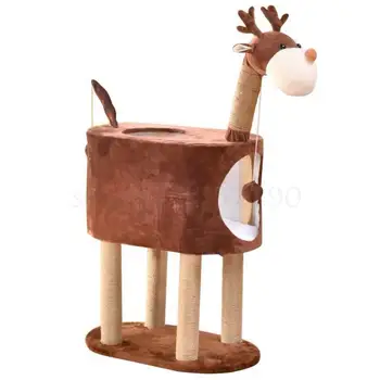 Solid wood cat climbing frame cute elk shape cat tree cat nest all-in-one cat toy sisal grab board cat jumping platform
Solid wood cat climbing frame cute elk shape cat tree cat nest all-in-one cat toy sisal grab board cat jumping platform