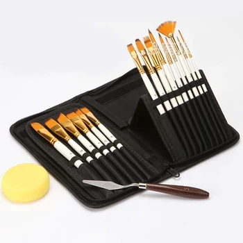 15PCS Nylon Hair Artist Paint Brushes Palette Knife Sponge Set with Storage Case Watercolors Acrylic Oil Painting Art Supplies
15PCS Nylon Hair Artist Paint Brushes Palette Knife Sponge Set with Storage Case Watercolors Acrylic Oil Painting Art Supplies