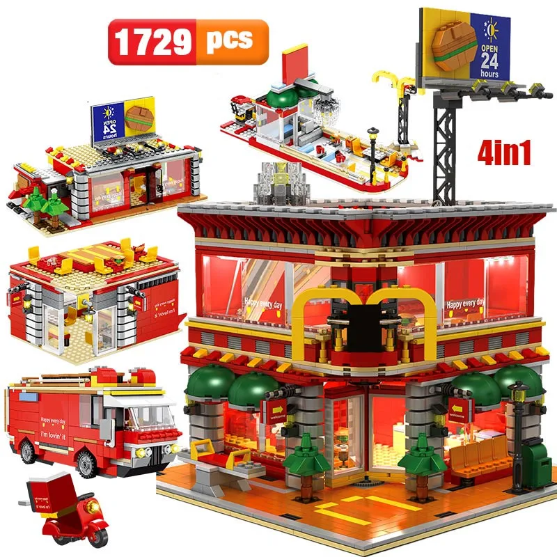 1729pcs Legoings City Street View 4 In 1 LED Restaurant Architecture House Car Truck Model Building Blocks Toys For Kid
1729pcs Legoings City Street View 4 In 1 LED Restaurant Architecture House Car Truck Model Building Blocks Toys For Kid