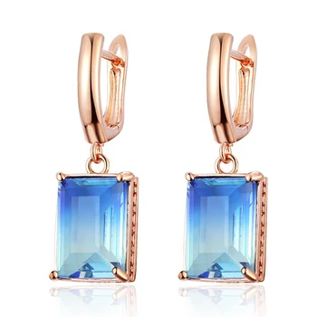 Luxury Gradient Zirconia Drop Earrings Rose Gold Square Tourmaline Gem CZ Dangle Earrings for Women Jewelry Girls Gifts 
Luxury Gradient Zirconia Drop Earrings Rose Gold Square Tourmaline Gem CZ Dangle Earrings for Women Jewelry Girls Gifts