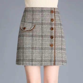 Women's Skirts Casual High Waist Button Retro Woolen Skirt Female Korean Girl Vintage Clothing For Women 
Women's Skirts Casual High Waist Button Retro Woolen Skirt Female Korean Girl Vintage Clothing For Women