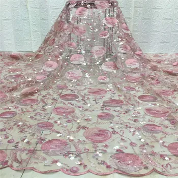 Pink Line French Lace Fabric High Class African Laces Fabric Double Organza With White Sequins Embroidery Sewing Women Dress
Pink Line French Lace Fabric High Class African Laces Fabric Double Organza With White Sequins Embroidery Sewing Women Dress
