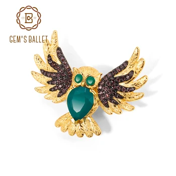 GEM'S BALLET Natural Green Agate Gemstones Animal Brooches 925 Sterling Silver Golden Women's Owl Brooch Pin Badge Jewelry
GEM'S BALLET Natural Green Agate Gemstones Animal Brooches 925 Sterling Silver Golden Women's Owl Brooch Pin Badge Jewelry