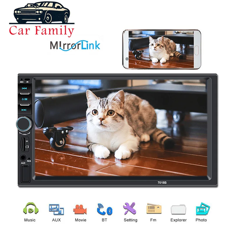 HD 7" Autoradio 2 din Car Radio 7018B Touch Screen Audio Support Steering Wheel Control Bluetooth Rear View Camera MP5 Player
HD 7" Autoradio 2 din Car Radio 7018B Touch Screen Audio Support Steering Wheel Control Bluetooth Rear View Camera MP5 Player