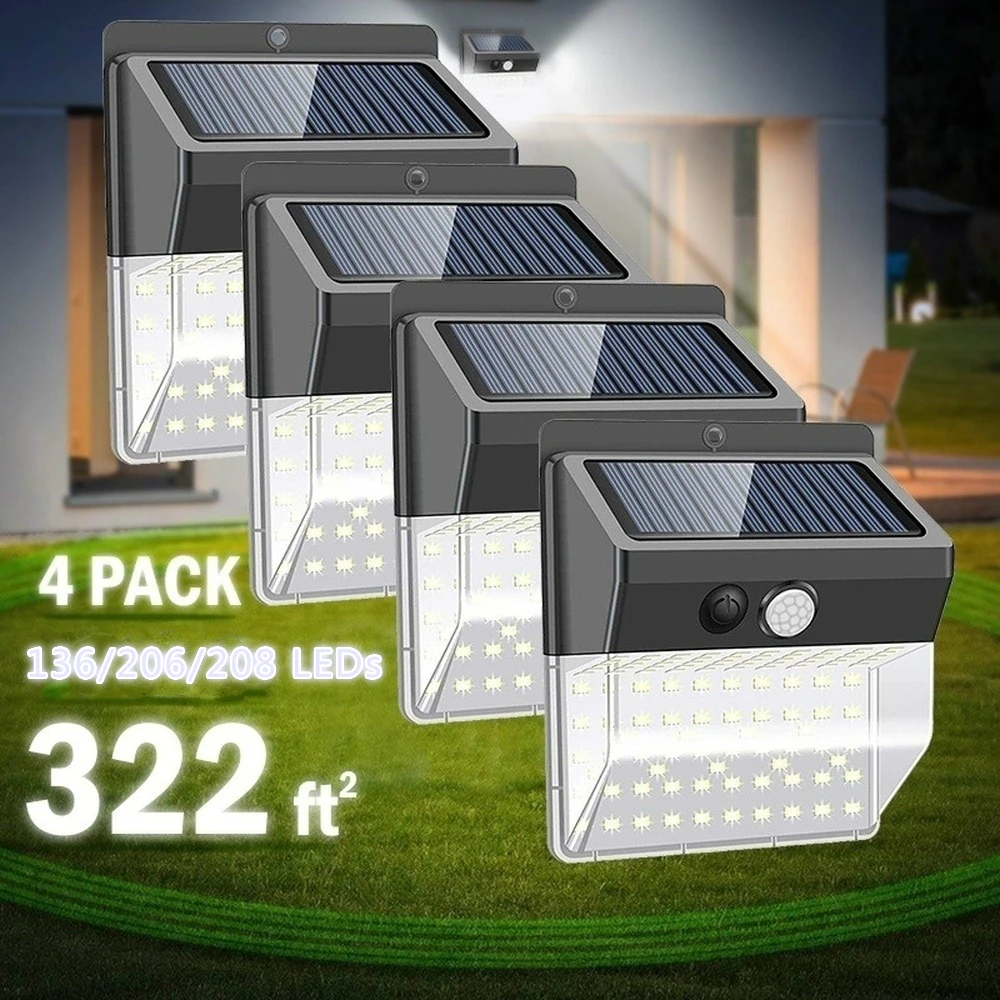 208LED Solar Lights Outdoor Super Bright Motion Sensor Light with 270 Wide Angle Wall Solar Light Security Lighting with 3 Modes
208LED Solar Lights Outdoor Super Bright Motion Sensor Light with 270 Wide Angle Wall Solar Light Security Lighting with 3 Modes