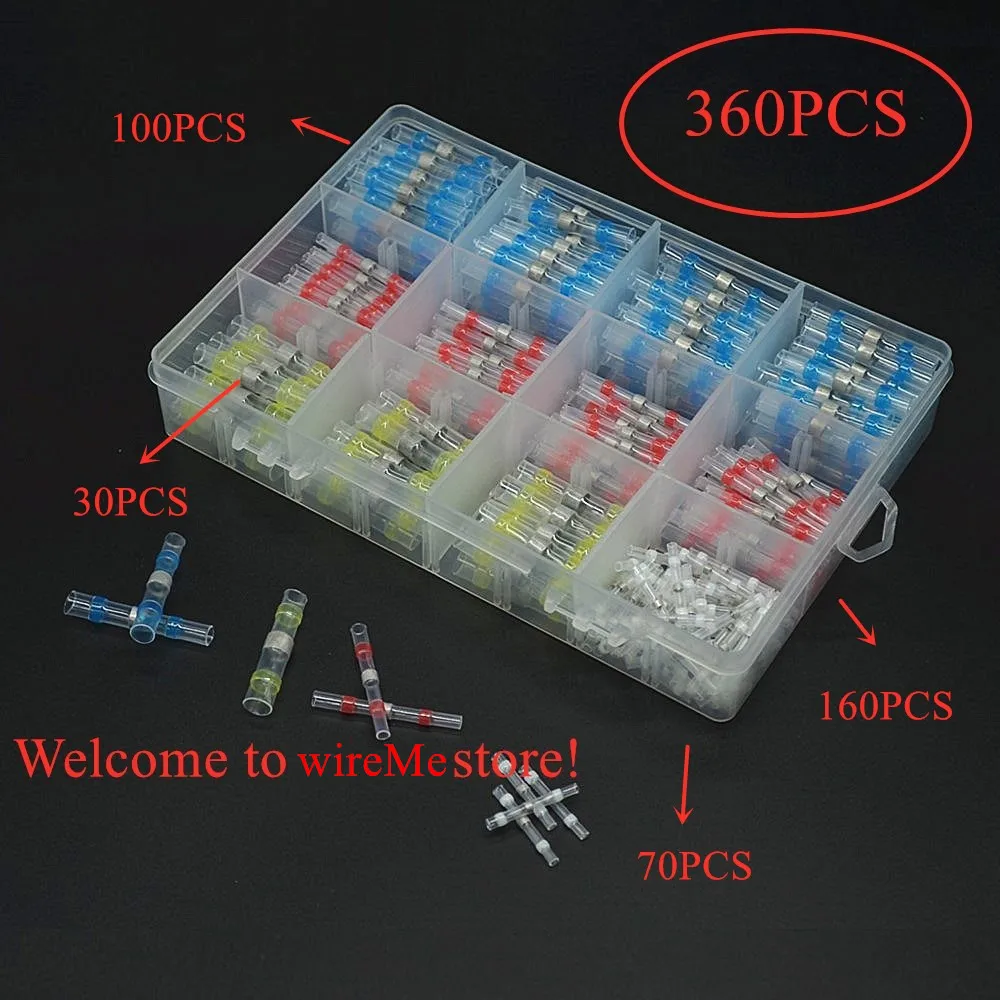 360PCS Connector Terminal Kit Solder Seal Heat Shrink Butt Wire Connector Waterproof Butt Insulated Terminals Wire Joint
360PCS Connector Terminal Kit Solder Seal Heat Shrink Butt Wire Connector Waterproof Butt Insulated Terminals Wire Joint