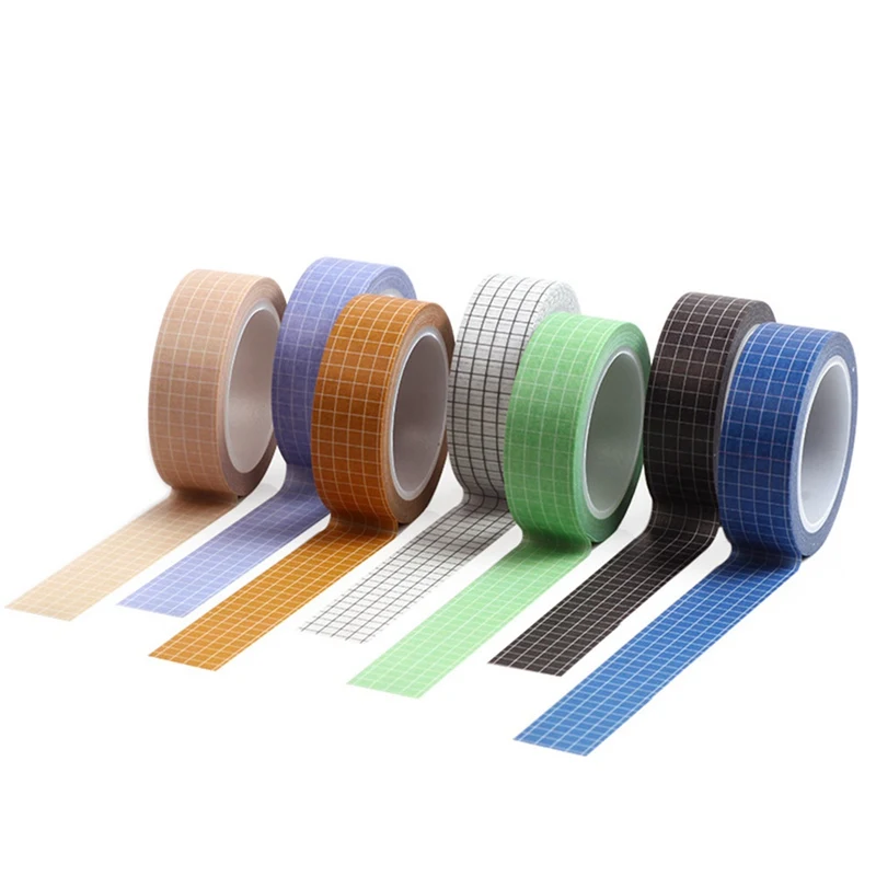 10M Solid Color Grid Washi Tape Japanese Paper DIY Planner Masking Adhesive Tapes Stickers Decorative Stationery | Канцтовары для