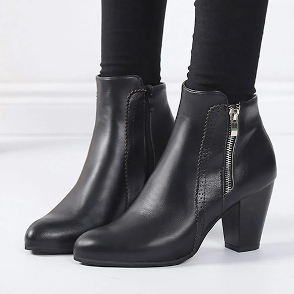 Boots Woman Vintage Chunky High Heels Thick Heel Short Boots Sexy Outside Ankle Booties Point Toe Zipper Shoes Zapatos de mujer
Boots Woman Vintage Chunky High Heels Thick Heel Short Boots Sexy Outside Ankle Booties Point Toe Zipper Shoes Zapatos de mujer