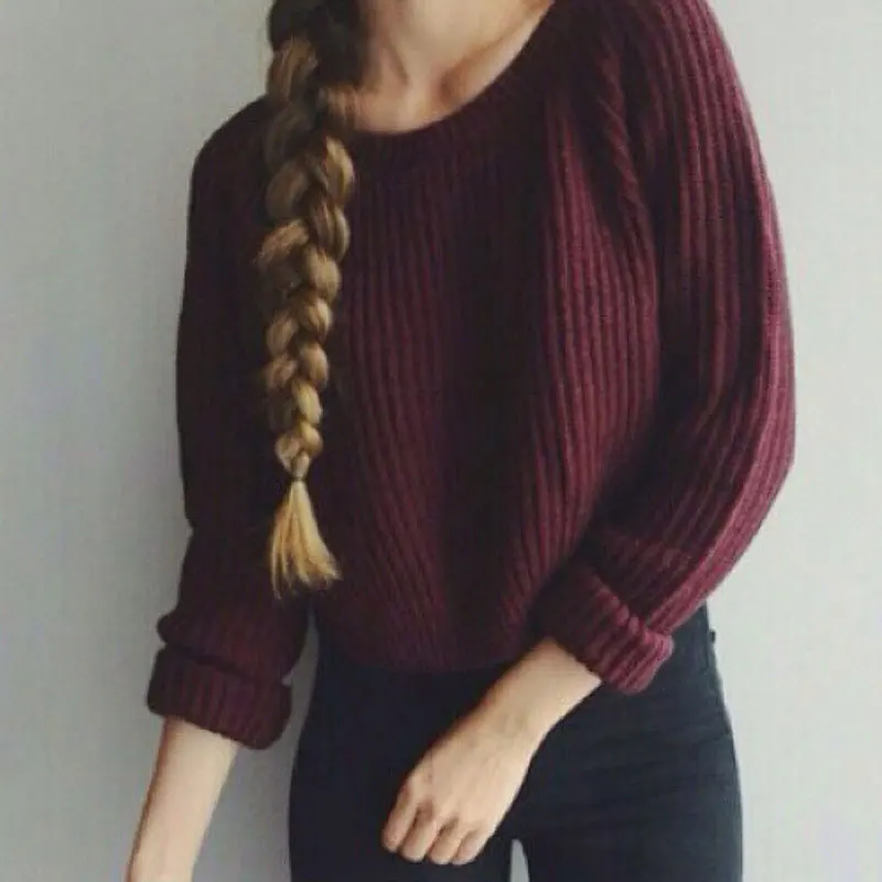 Женский трикотажный свитер с длинным рукавом ZOGAA однотонный Повседневный