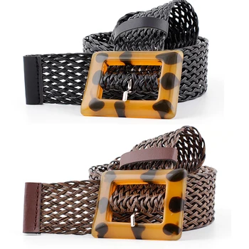 1Pcs Fake Straw Vintage Boho Women Belt PU Woven Spotted Leopard Yellow Buckle Wide Belt Decorative Dress Belt Braided
1Pcs Fake Straw Vintage Boho Women Belt PU Woven Spotted Leopard Yellow Buckle Wide Belt Decorative Dress Belt Braided
