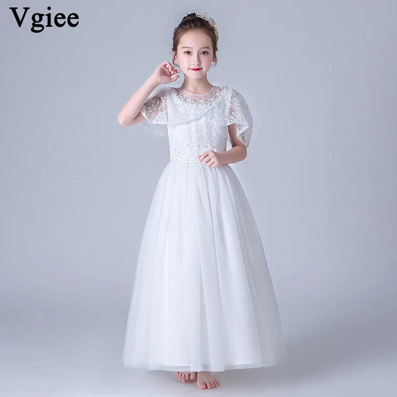 

Vgiee Little Girls Dresses Princess White Dress Mesh Cotton Draped Full A-Line Girls Dresses for Party and Wedding CC663