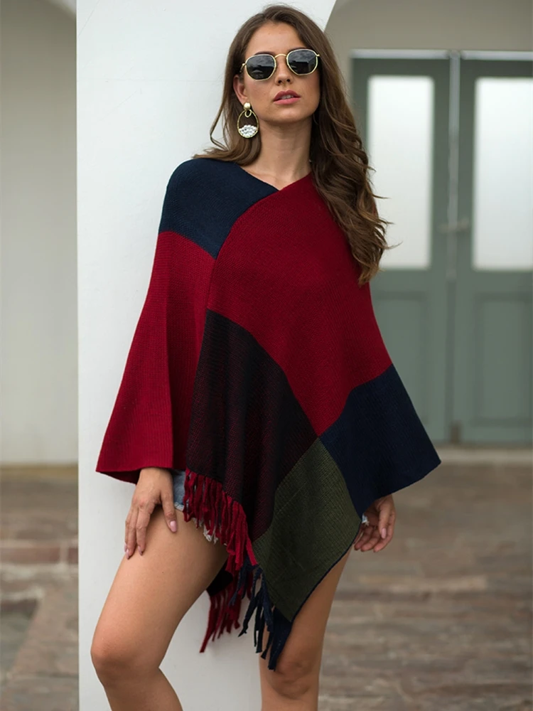 2020 Autumn Winter New Arrival Women Sweater Cloak Desigual Contrast Color Patchwork Woman Sweaters With Tassel Hem Loose Casual
2020 Autumn Winter New Arrival Women Sweater Cloak Desigual Contrast Color Patchwork Woman Sweaters With Tassel Hem Loose Casual
