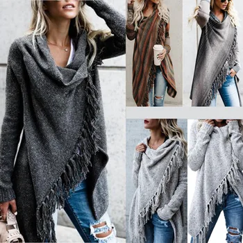 Women Irregular Tassel Knitted Cardigan Sweater Poncho Shawl Coat Jacket Outwear Sweaters 
Women Irregular Tassel Knitted Cardigan Sweater Poncho Shawl Coat Jacket Outwear Sweaters