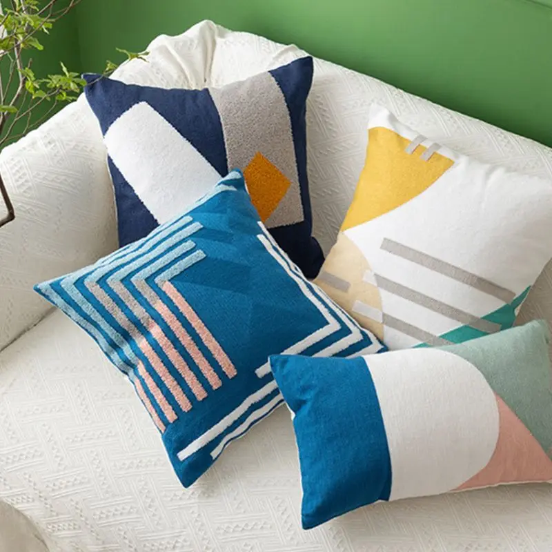 Nordic Style Homestay Decorative Throw Pillow Case Cotton Towel Embroidered Geometric Patterns Lumbar Cushion Cover for Home Bed
Nordic Style Homestay Decorative Throw Pillow Case Cotton Towel Embroidered Geometric Patterns Lumbar Cushion Cover for Home Bed