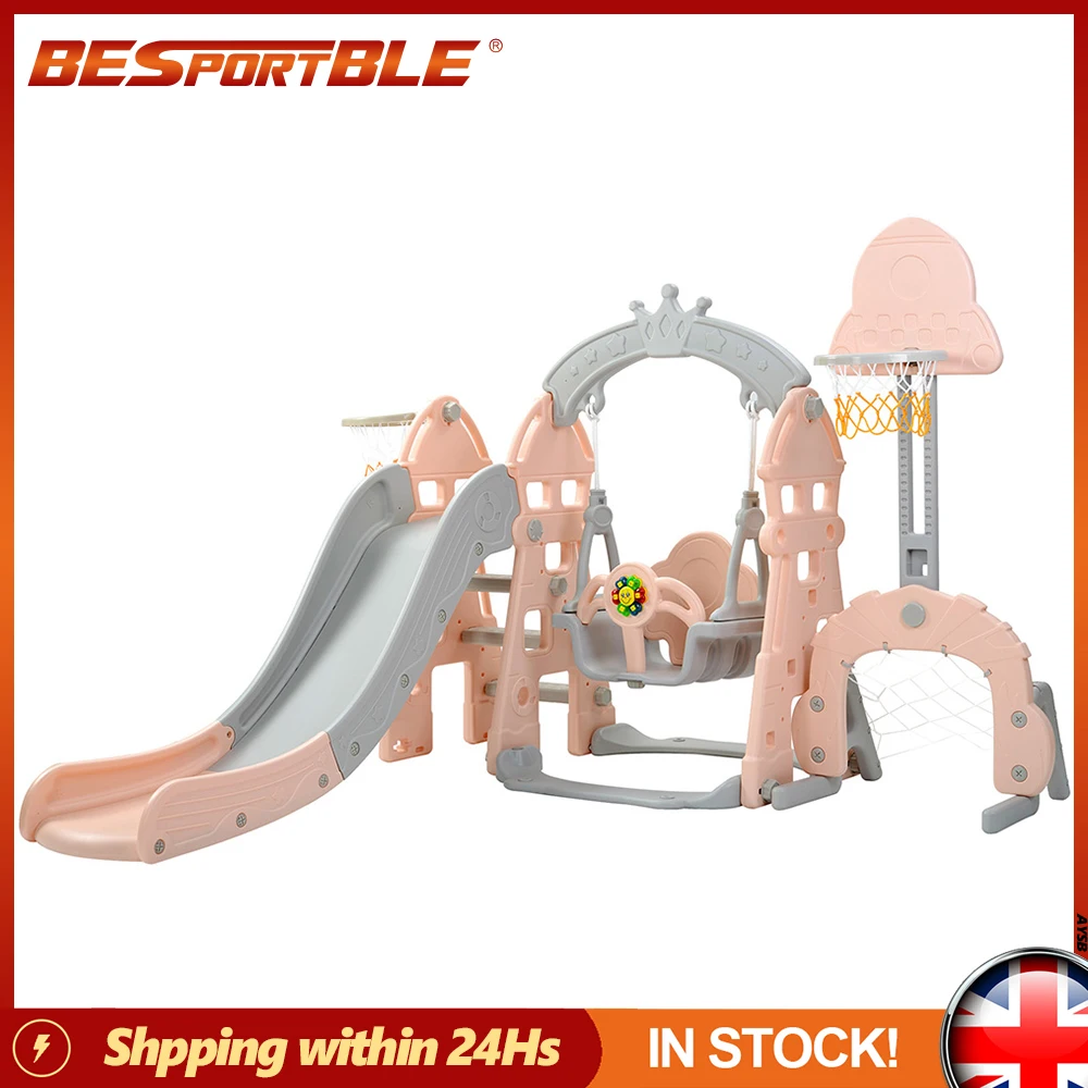 Multifunctional Plastic Kids 5 in 1 Toddler Climber and Swing Set Child Toy Outdoor Sport Basketball Playing | Спорт и развлечения