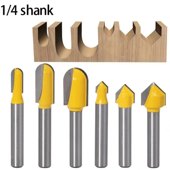 1PC 1/4 Shank round nose bit Router Bits Set Core Box Bit CNC 90 Degree V-Groove Bit For Woodworking Tools wood cutters