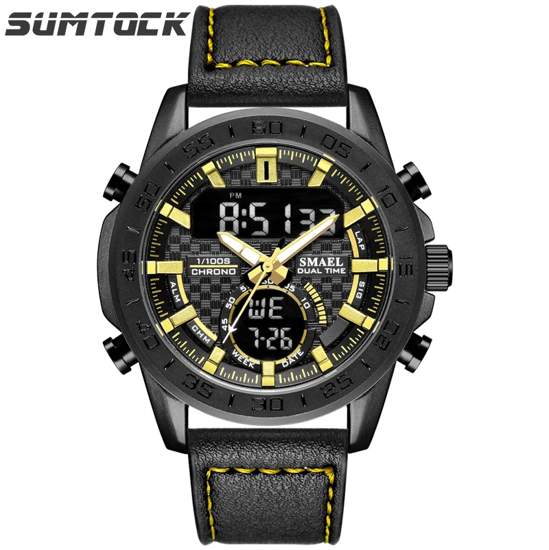 Sumtock Mens Watches Top Brand Luxury Big Dial Military Quartz Watch Leather Water Resistant Sport Chronograph Fashion Watch
Sumtock Mens Watches Top Brand Luxury Big Dial Military Quartz Watch Leather Water Resistant Sport Chronograph Fashion Watch