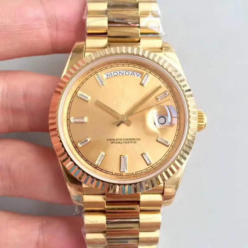 Classic Style Business Men's Sports Watch DAY 40MM Gold Crystal Gemstone Dial Chronograph Clasp Date Automatic Wristwatch
Classic Style Business Men's Sports Watch DAY 40MM Gold Crystal Gemstone Dial Chronograph Clasp Date Automatic Wristwatch