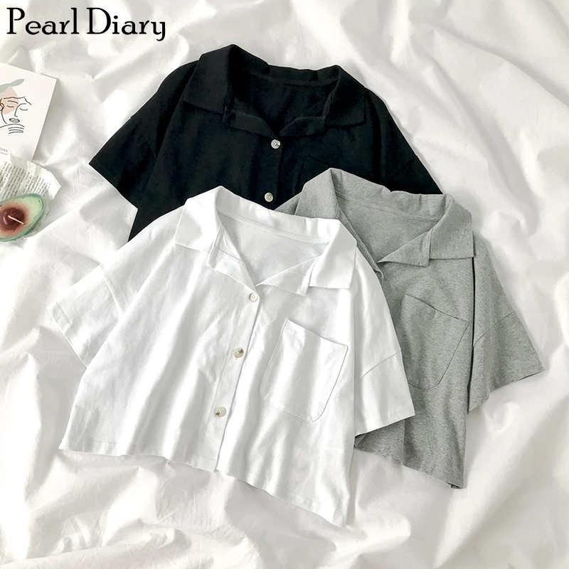 Pearl Diary Women Knit Cropped Polo Shirts Female Button Front Short Top Summer Streetwear Casual Polo Pocket Plus Size Shirt
Pearl Diary Women Knit Cropped Polo Shirts Female Button Front Short Top Summer Streetwear Casual Polo Pocket Plus Size Shirt