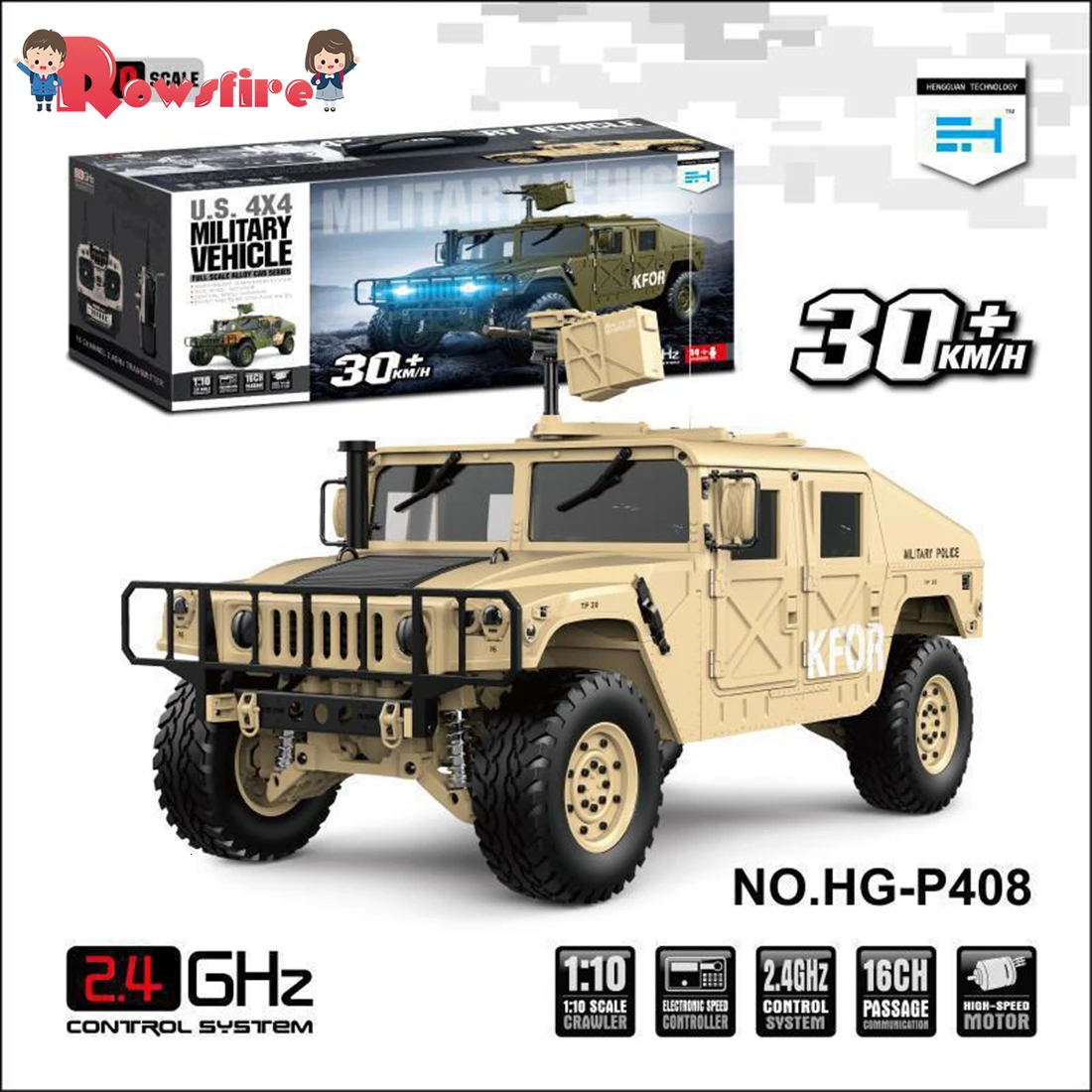HG P408 1/10 2.4G 4WD 16CH 30km/H RC Model Car Light Sound Function U.S.4X4 Truck Without Battery Charger - Desert Yellow
HG P408 1/10 2.4G 4WD 16CH 30km/H RC Model Car Light Sound Function U.S.4X4 Truck Without Battery Charger - Desert Yellow
